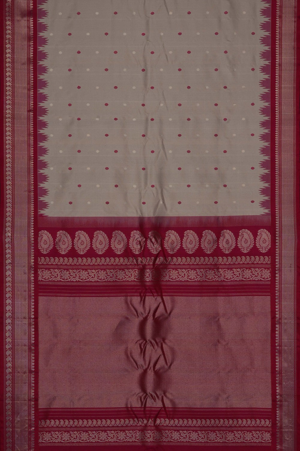 Image of Beige Gadwal Silk Saree