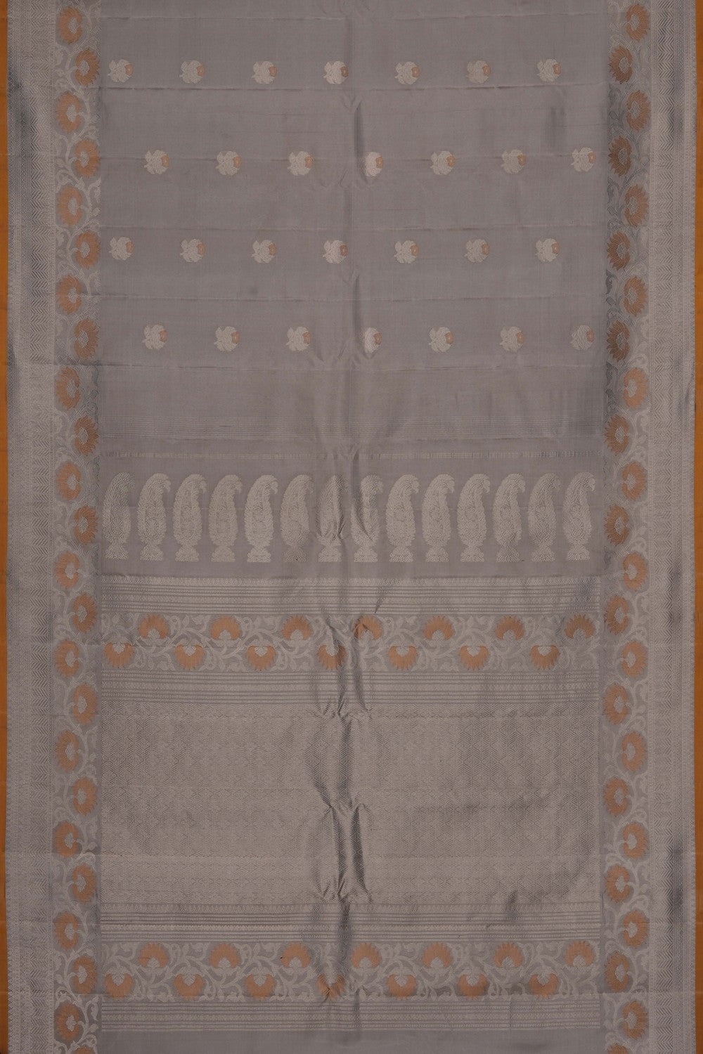 Image of Grey Gadwal Silk Saree