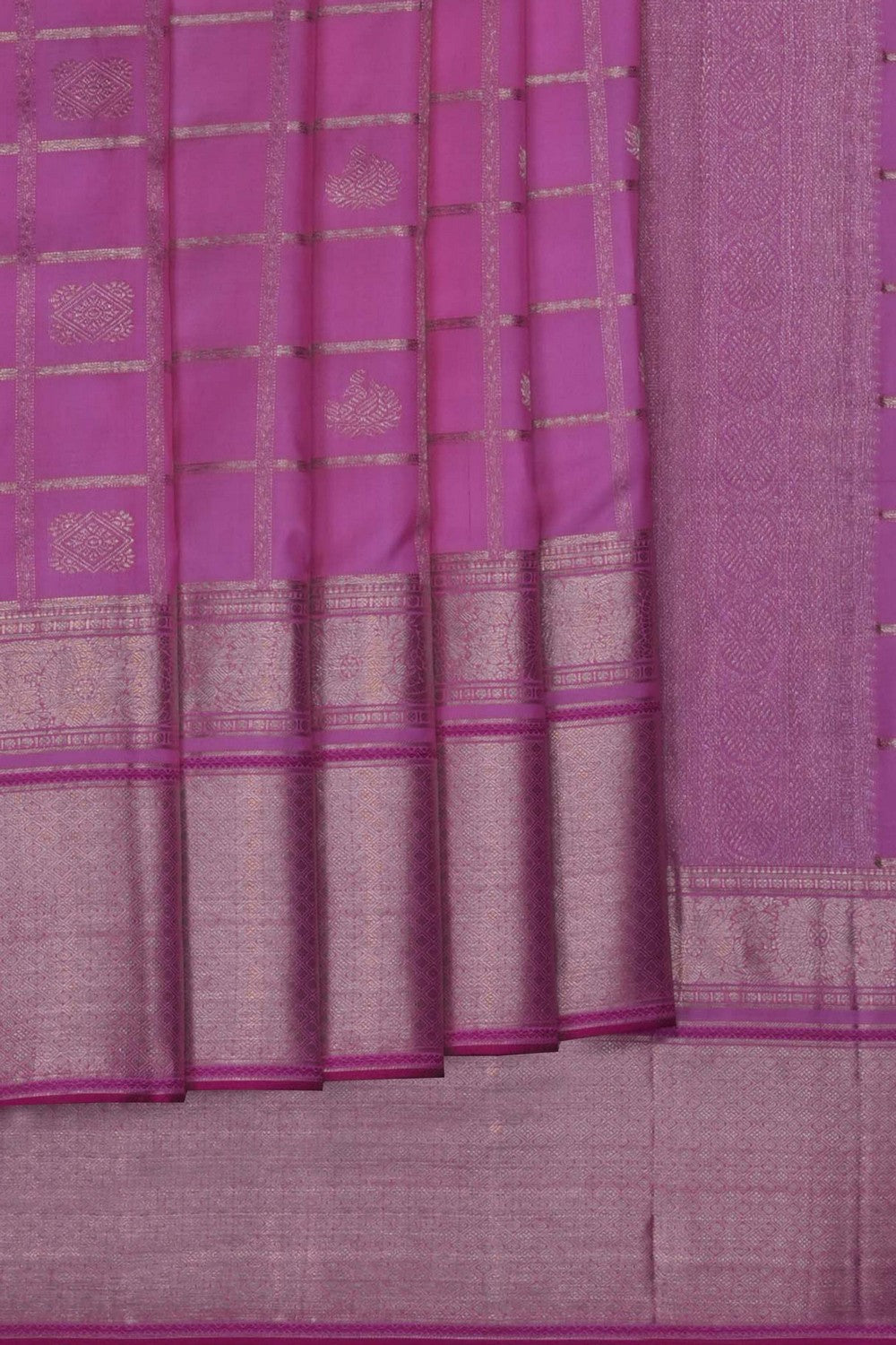 Image of Pink South Silk Kattam Saree