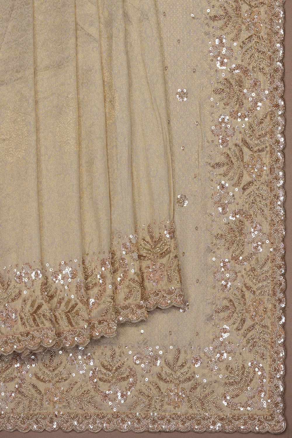 Image of Gold Tissue Silk Embroidery Saree