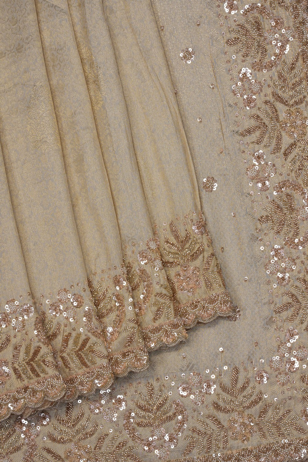 Image of Gold Tissue Silk Embroidery Saree