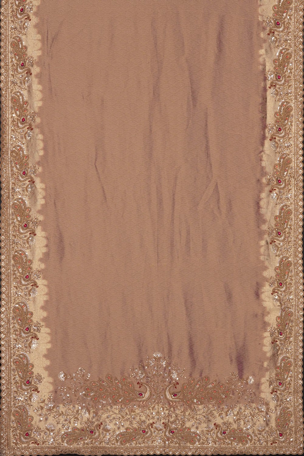 Image of Pink Tissue Silk Embroidery Saree