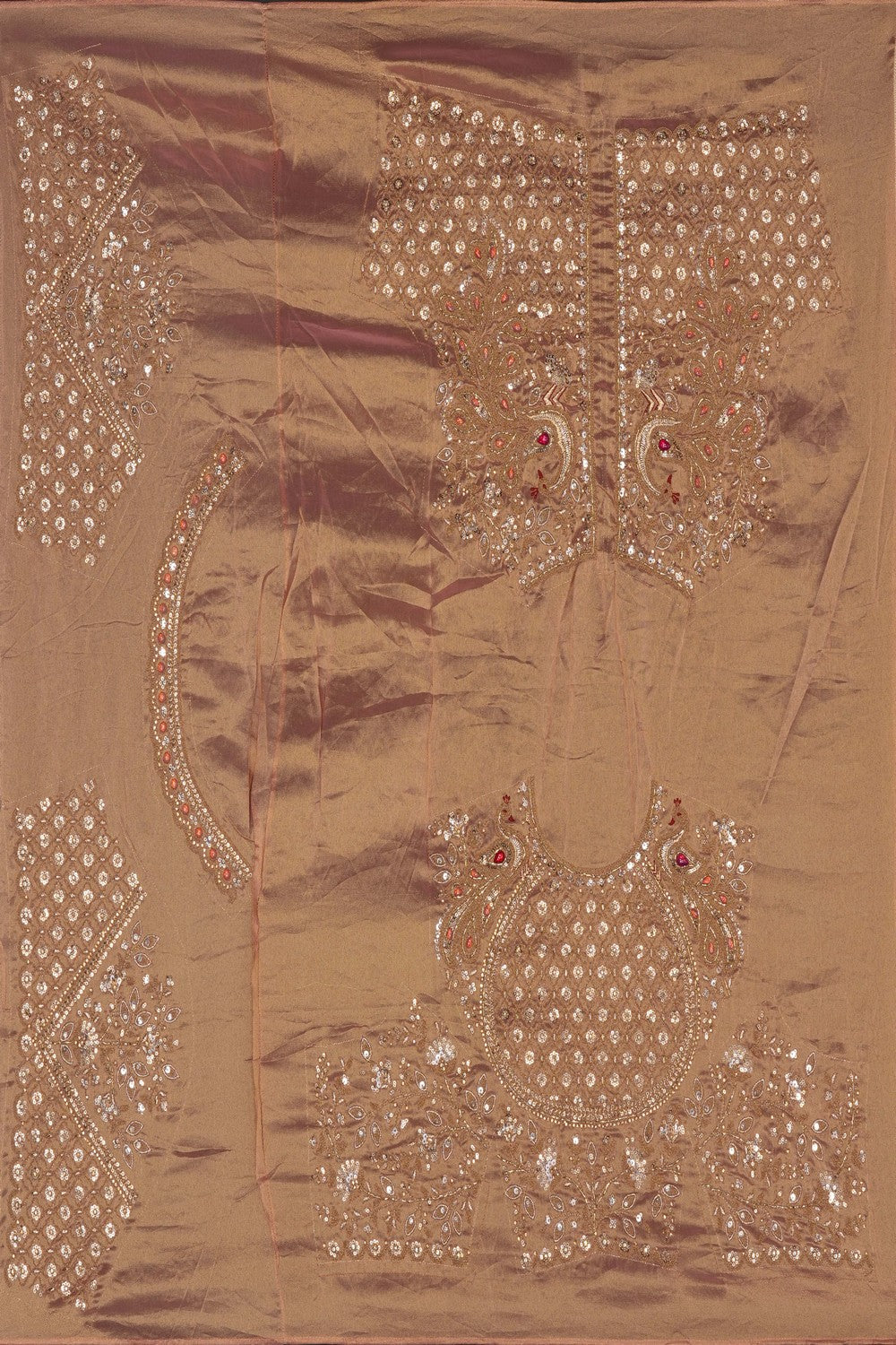 Image of Pink Tissue Silk Embroidery Saree