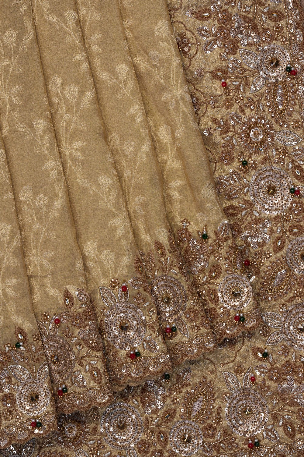 Image of Gold Tissue Silk Embroidery Saree