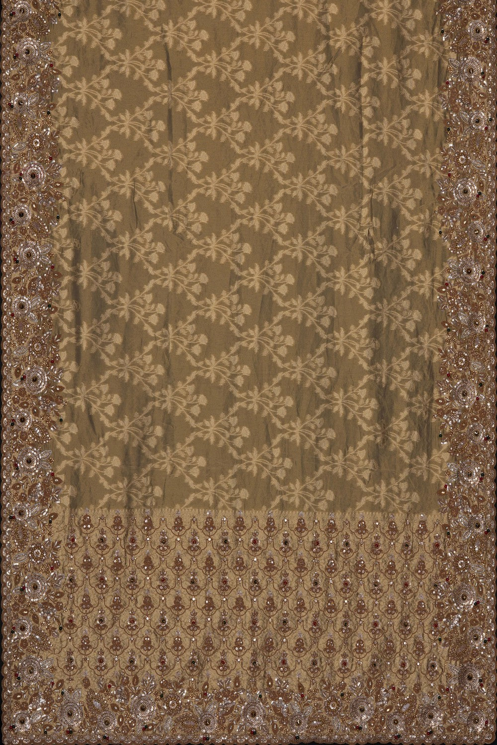 Image of Gold Tissue Silk Embroidery Saree