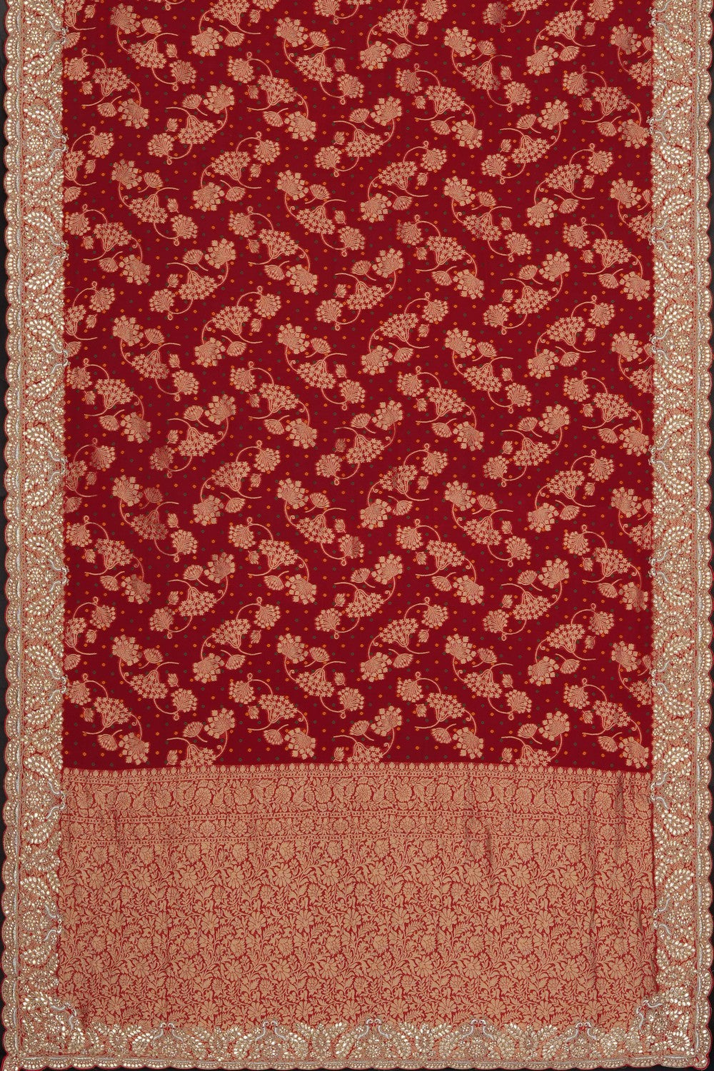 Image of Red Georgette Embroidery Saree