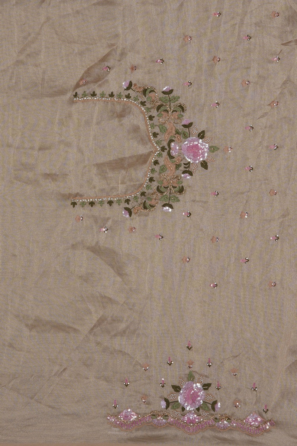 Image of Gold Tissue Silk Embroidery Saree