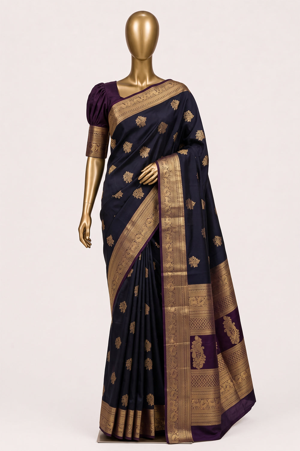 Image of Navy Blue South Silk Saree