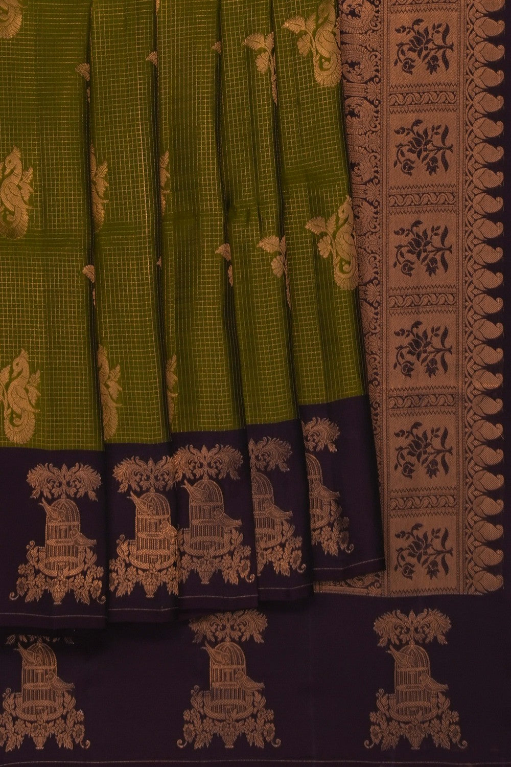 Image of Green South Silk Kattam Saree