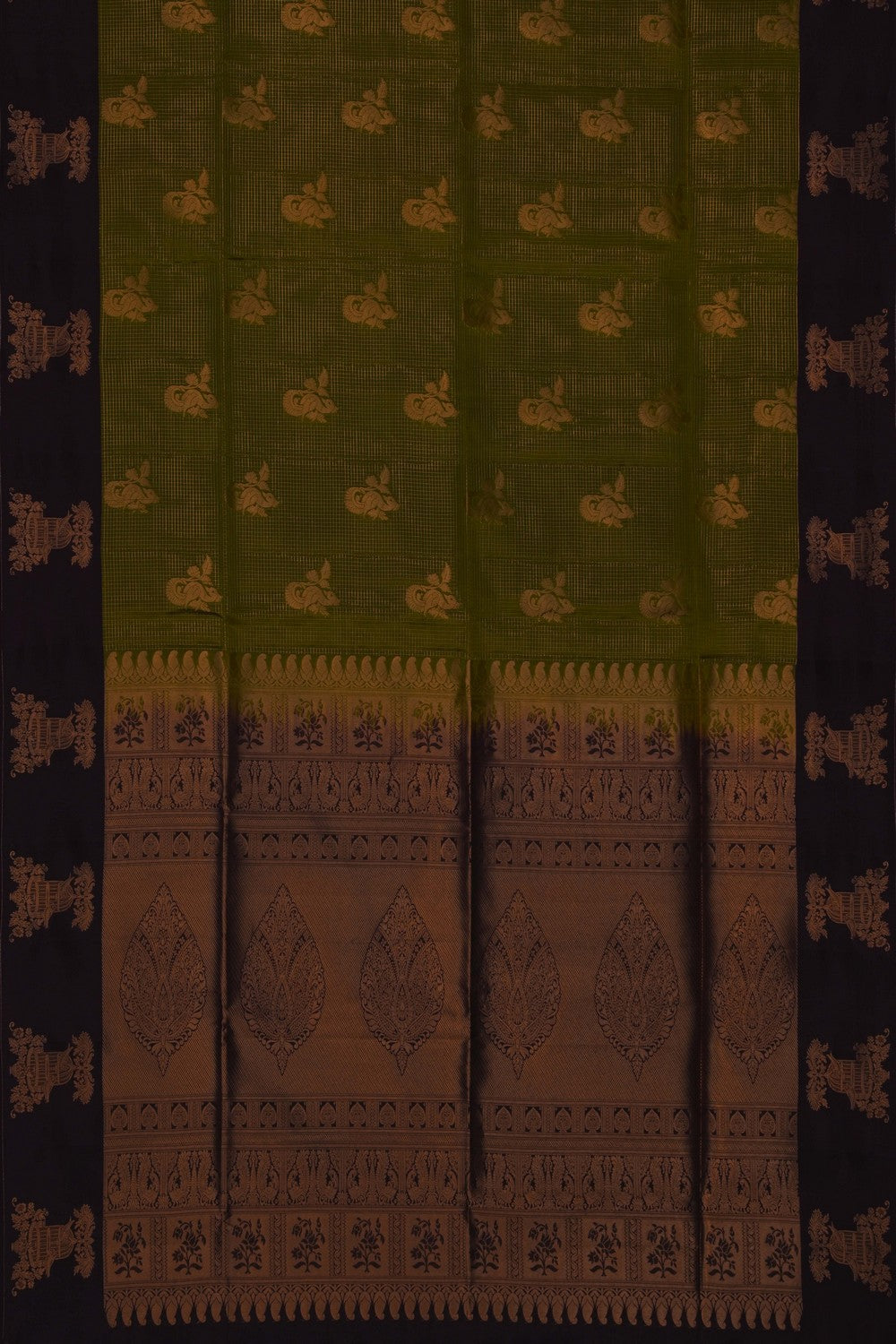 Image of Green South Silk Kattam Saree