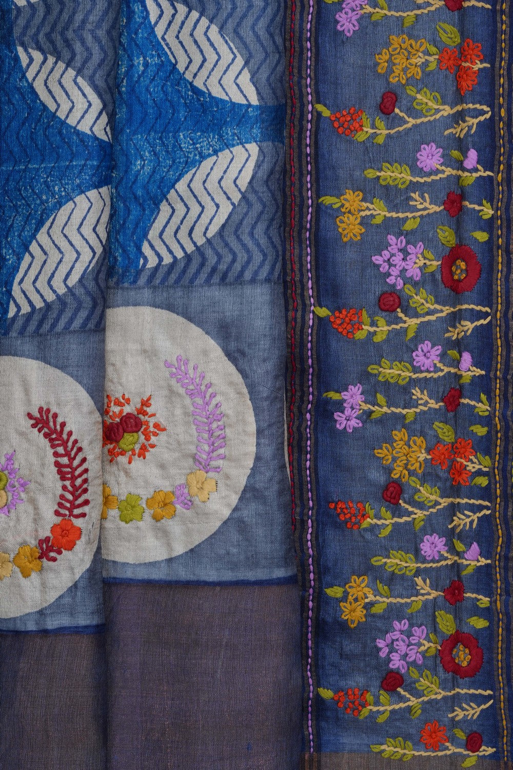 Image of Blue Desi Tussar Silk Saree