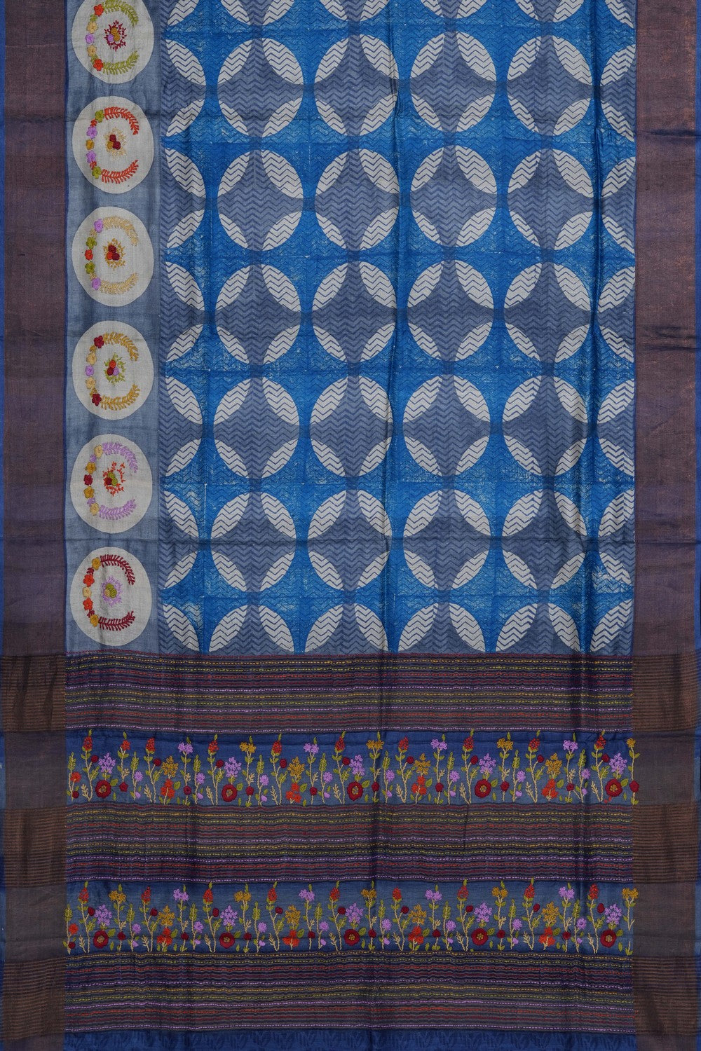 Image of Blue Desi Tussar Silk Saree