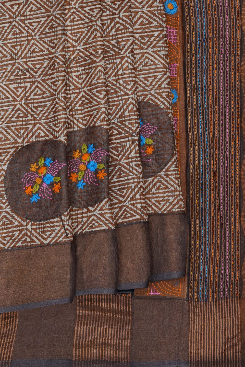 Image of Brown Desi Tussar Silk Saree
