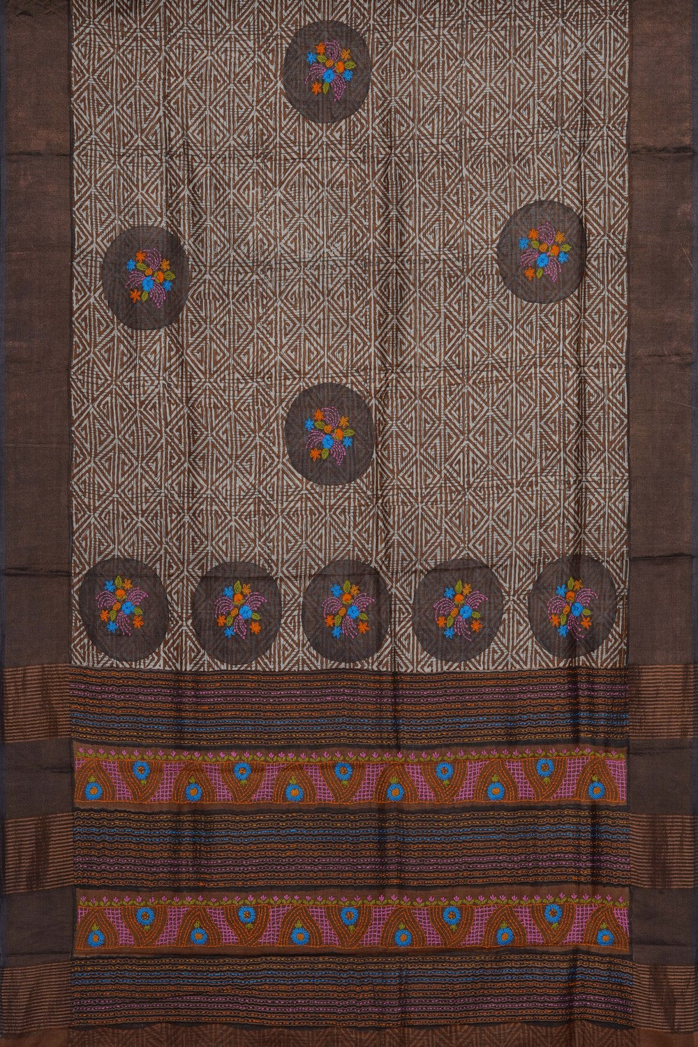 Image of Brown Desi Tussar Silk Saree
