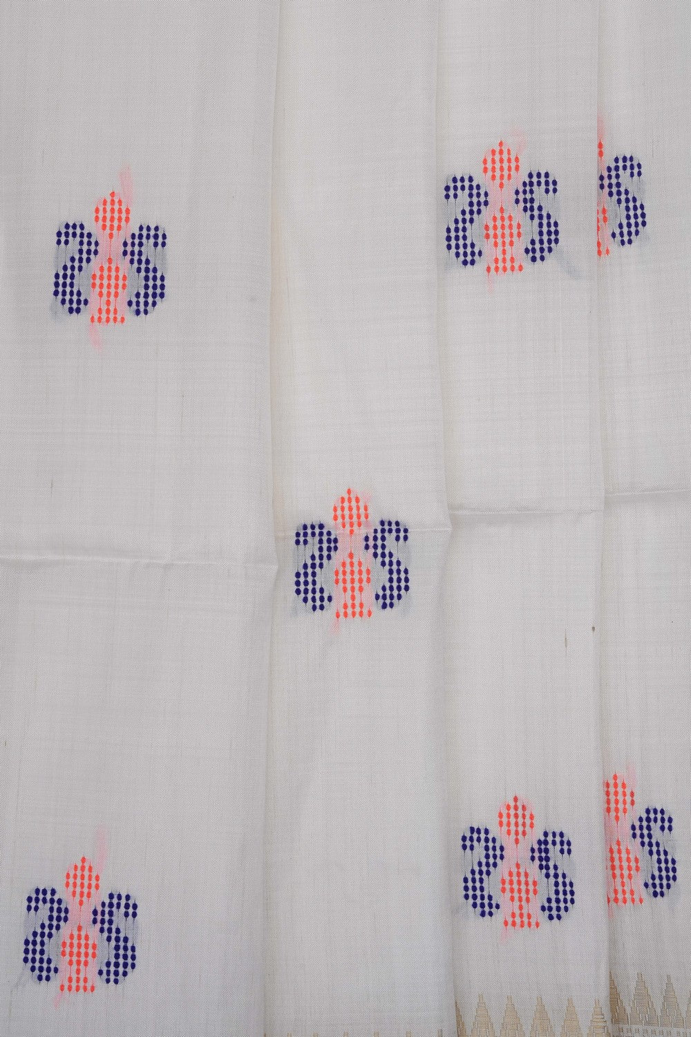 Image of White Silk Embroidery Saree