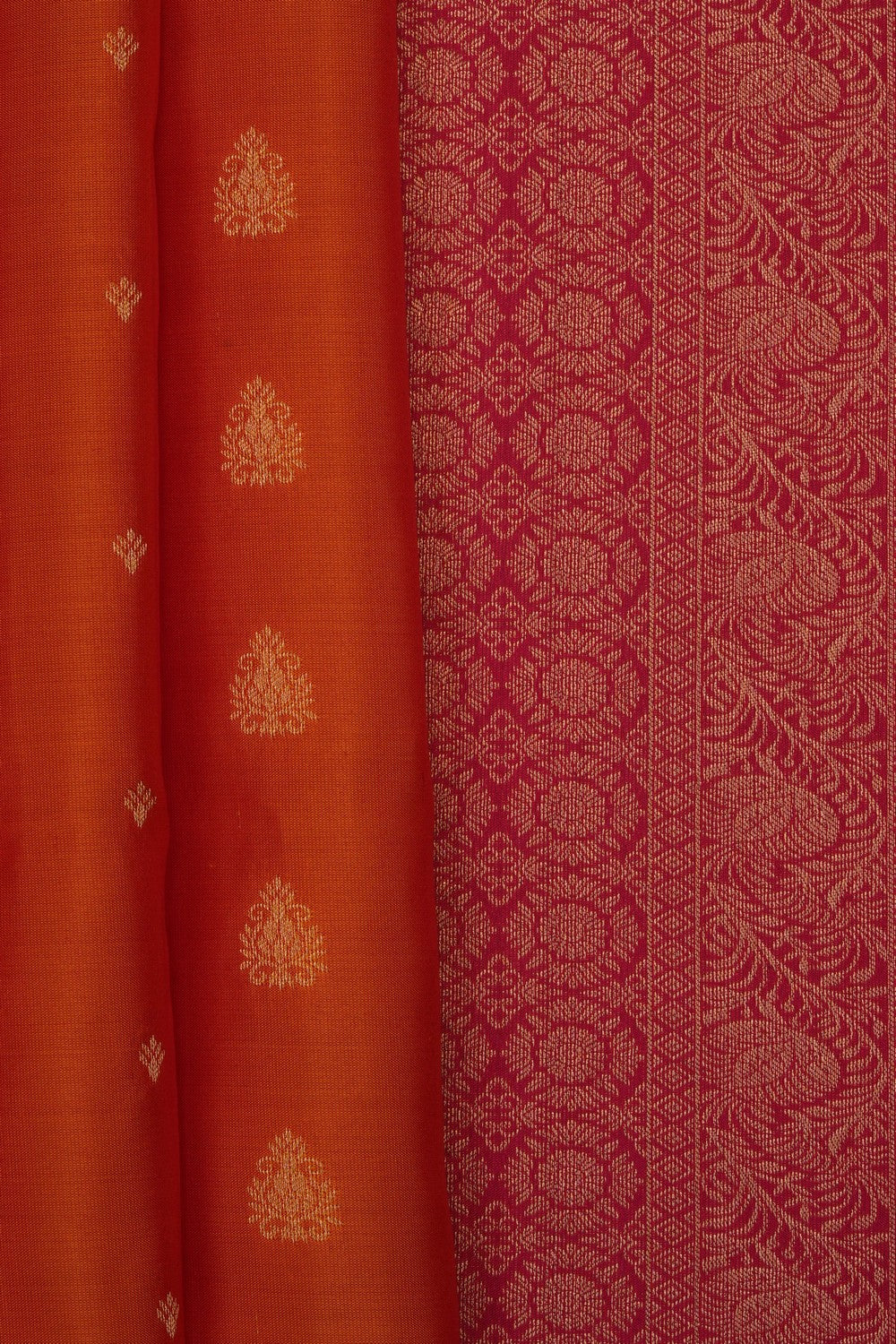 Image of Orange South Silk Saree