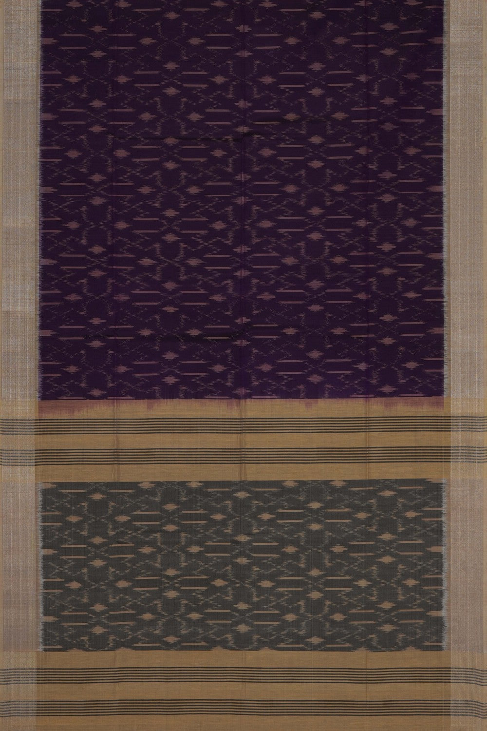 Image of South Silk-Cotton Ikat Fusion Saree
