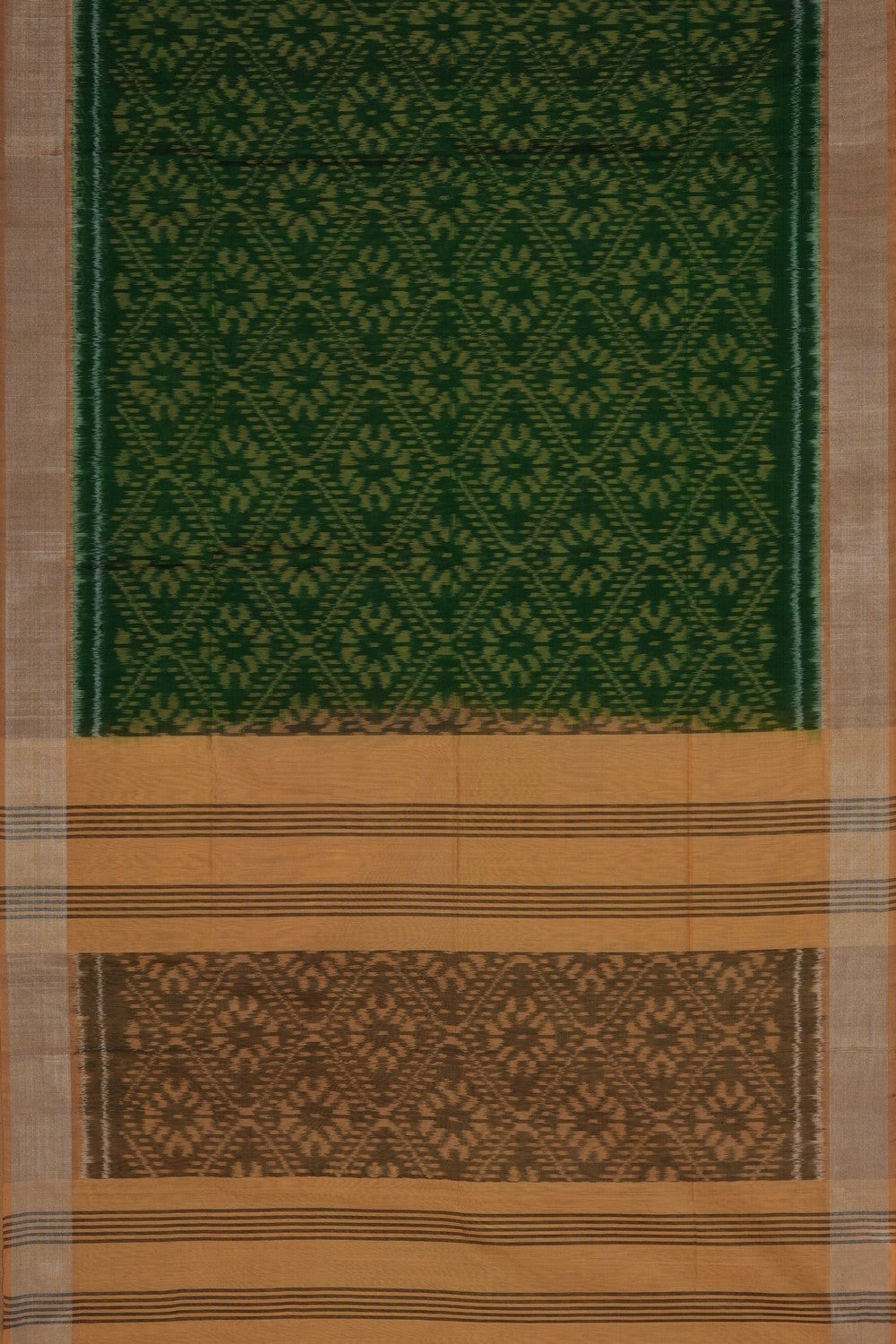 Image of South Silk-Cotton Ikat Fusion Saree
