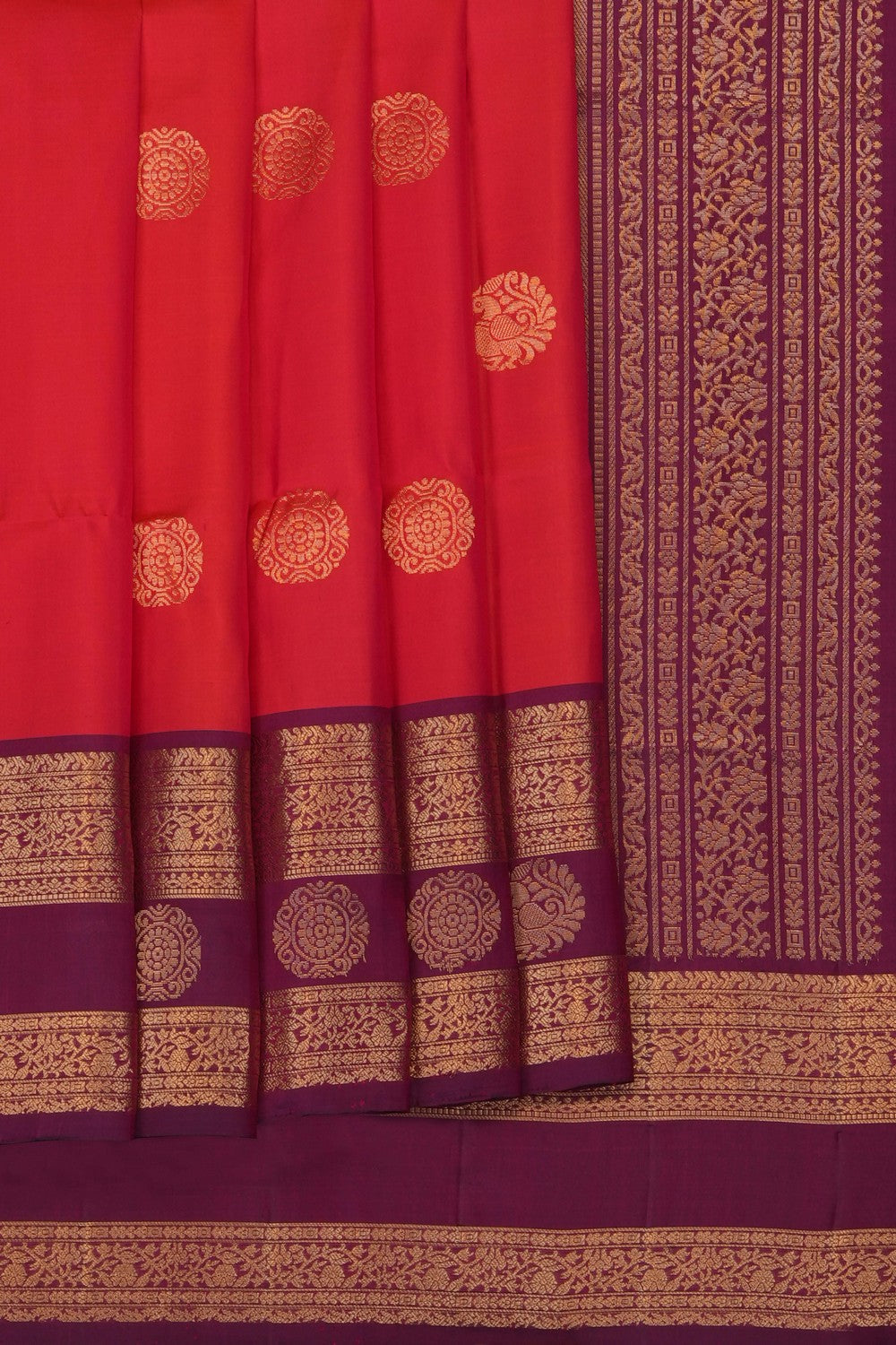 Image of Coral Orange South Silk Saree