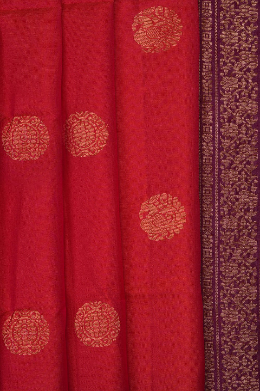 Image of Coral Orange South Silk Saree