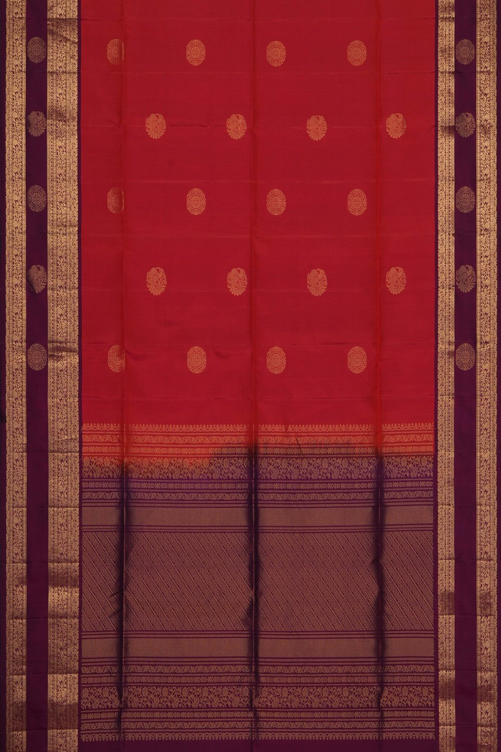 Image of Coral Orange South Silk Saree