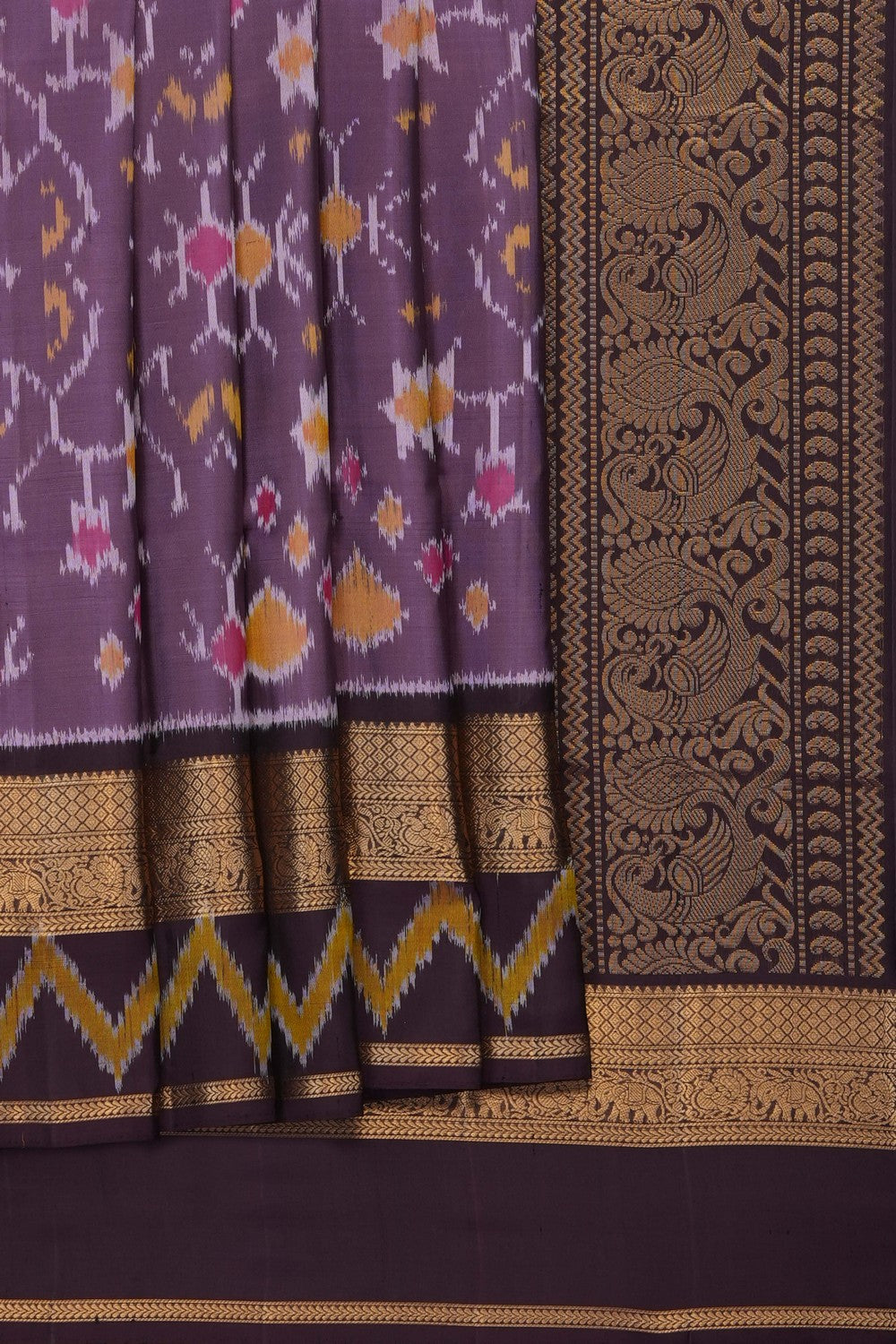 Image of Purple Ikat Fusion Saree