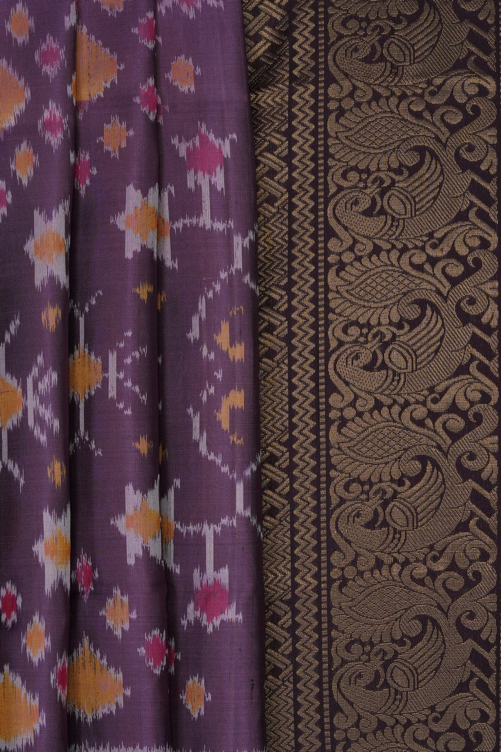 Image of Purple Ikat Fusion Saree