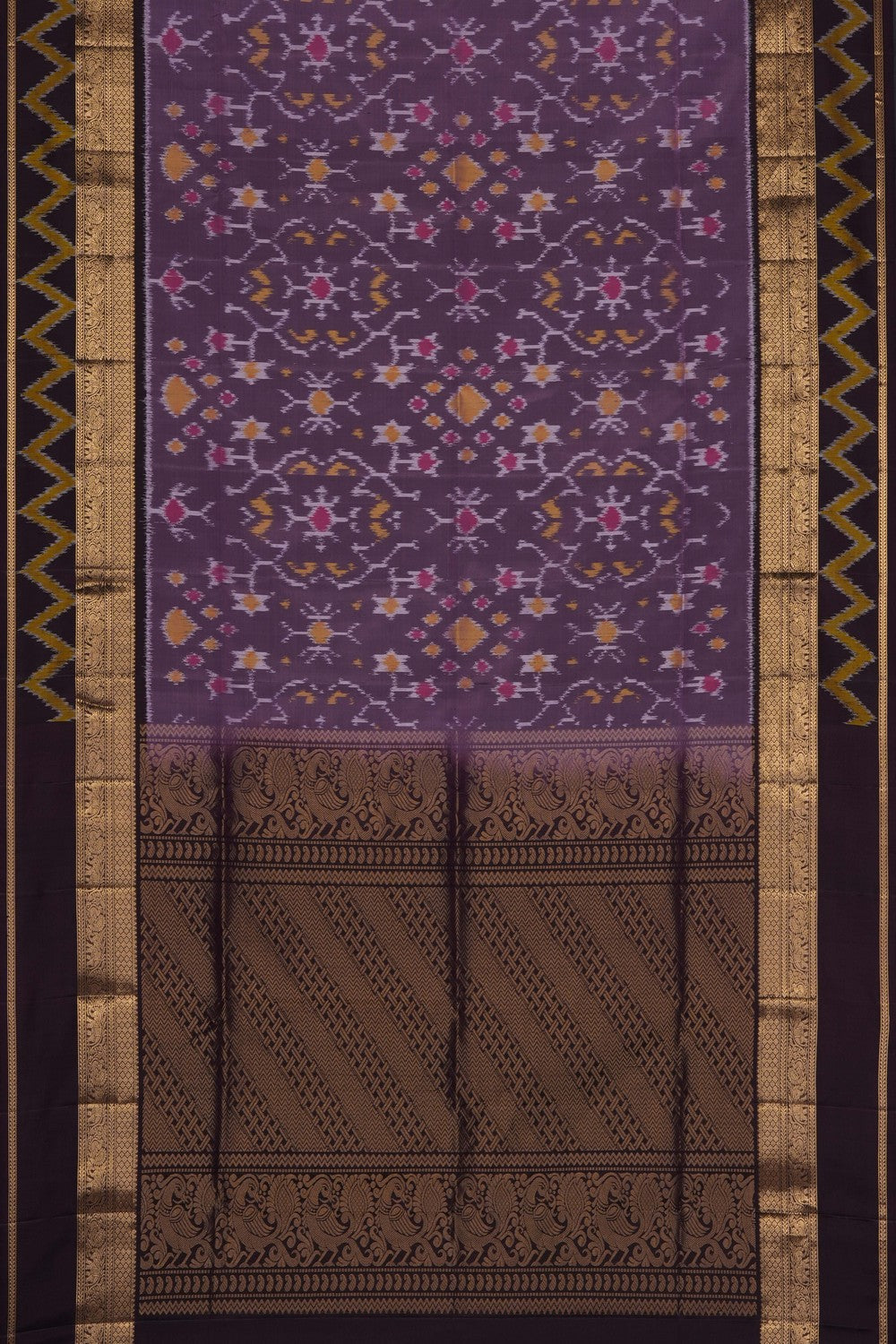 Image of Purple Ikat Fusion Saree