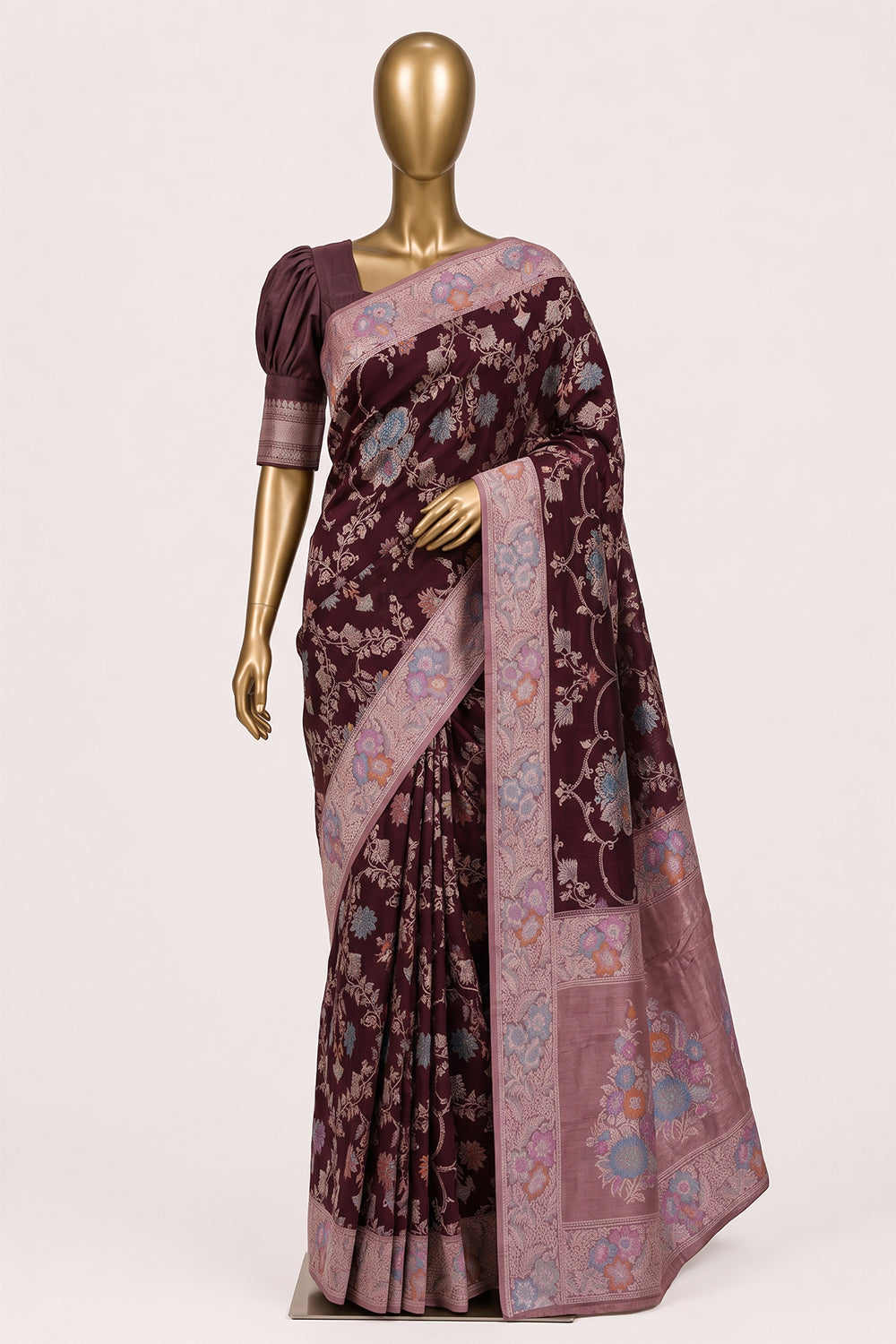 Image of Brown Banarasi Chiniya Silk Saree