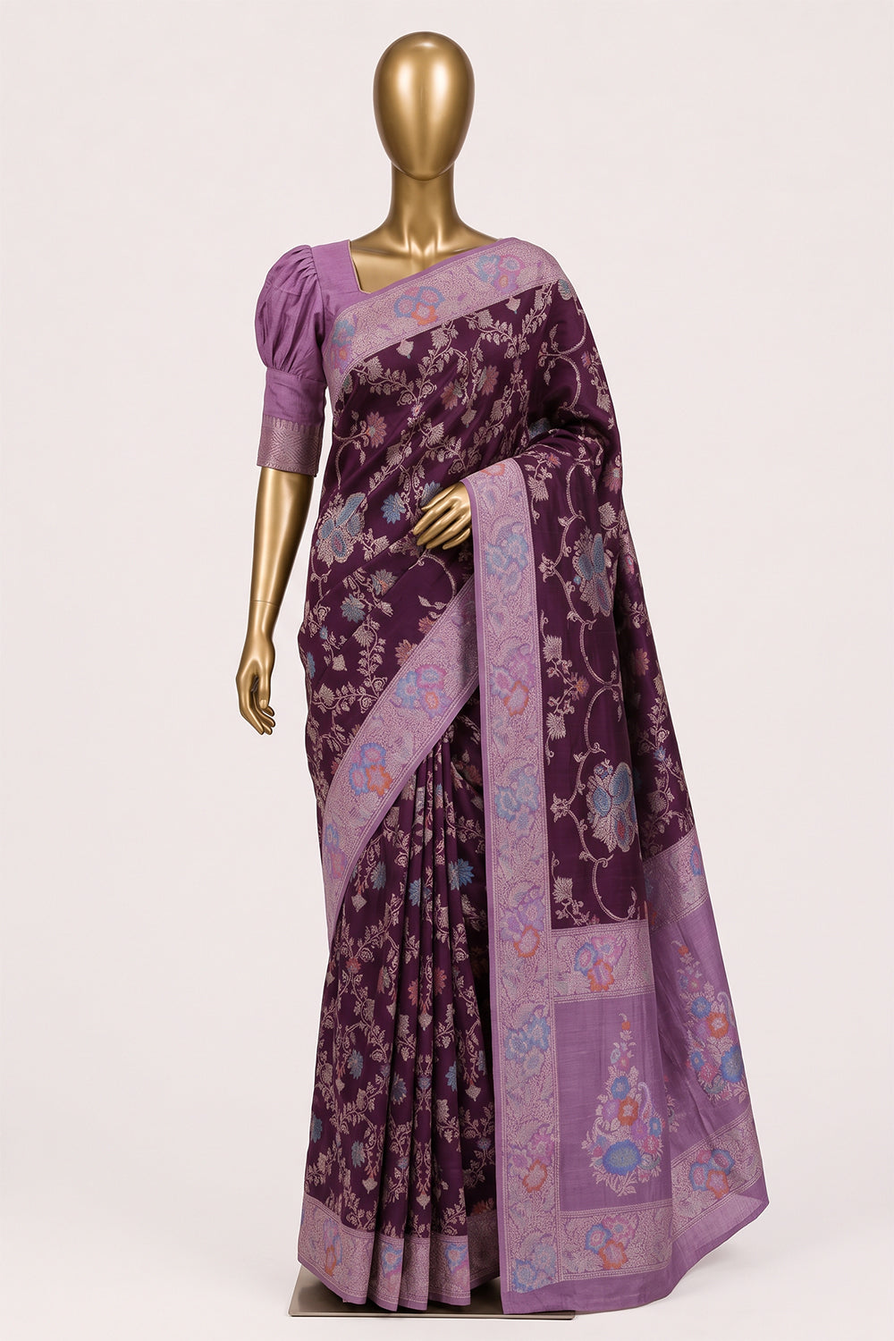 Image of Violet Banarasi Chiniya Silk Saree