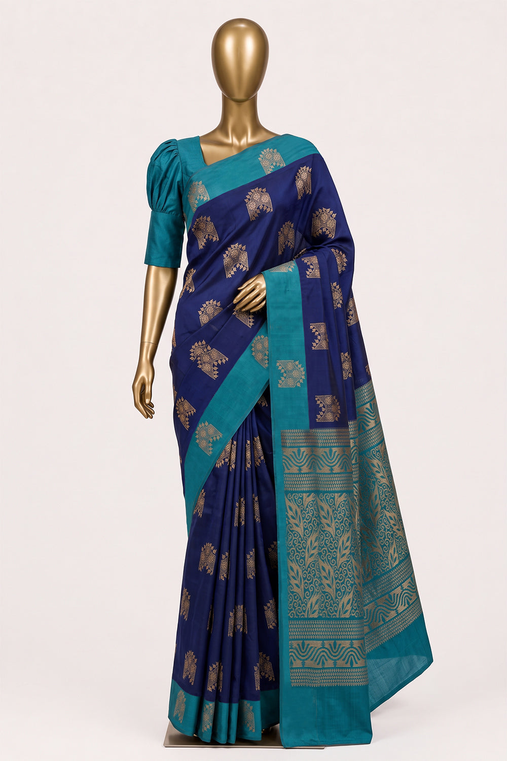 Image of Indigo Blue South Silk Saree