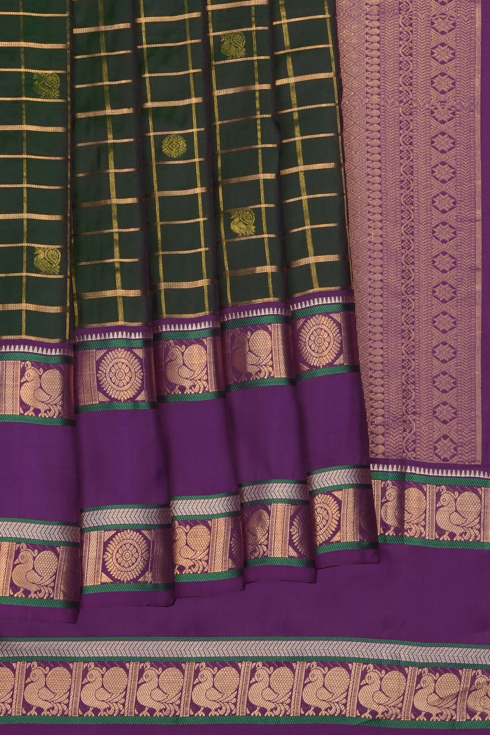 Image of Green South Silk Kattam Saree