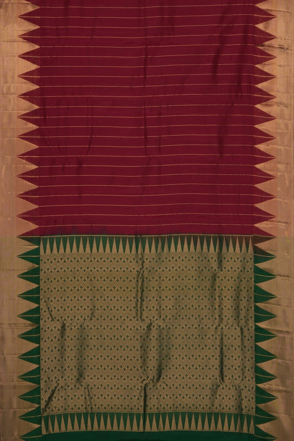 Image of Red South Silk Striped Saree