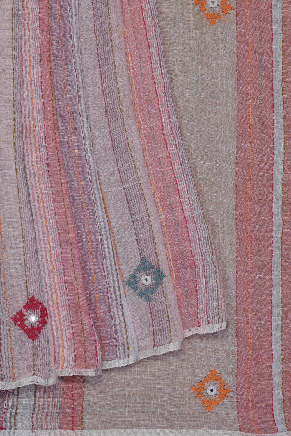 Image of Linen Embroidered Saree