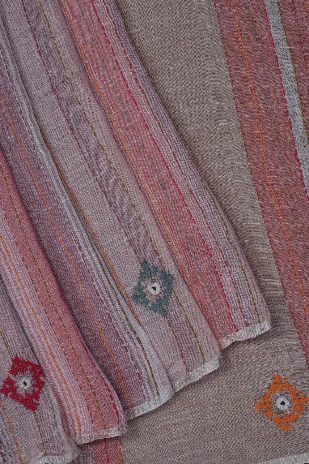 Image of Linen Embroidered Saree