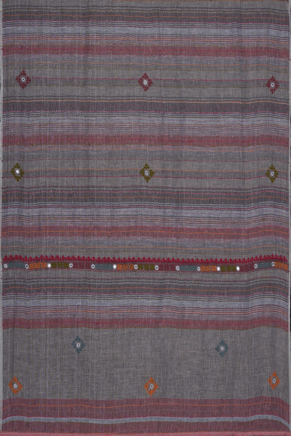 Image of Linen Embroidered Saree