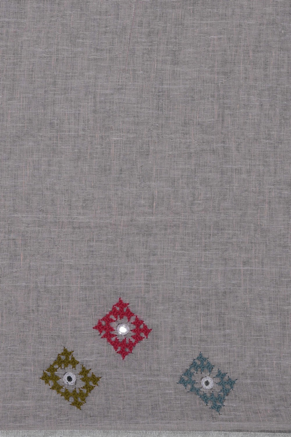 Image of Linen Embroidered Saree