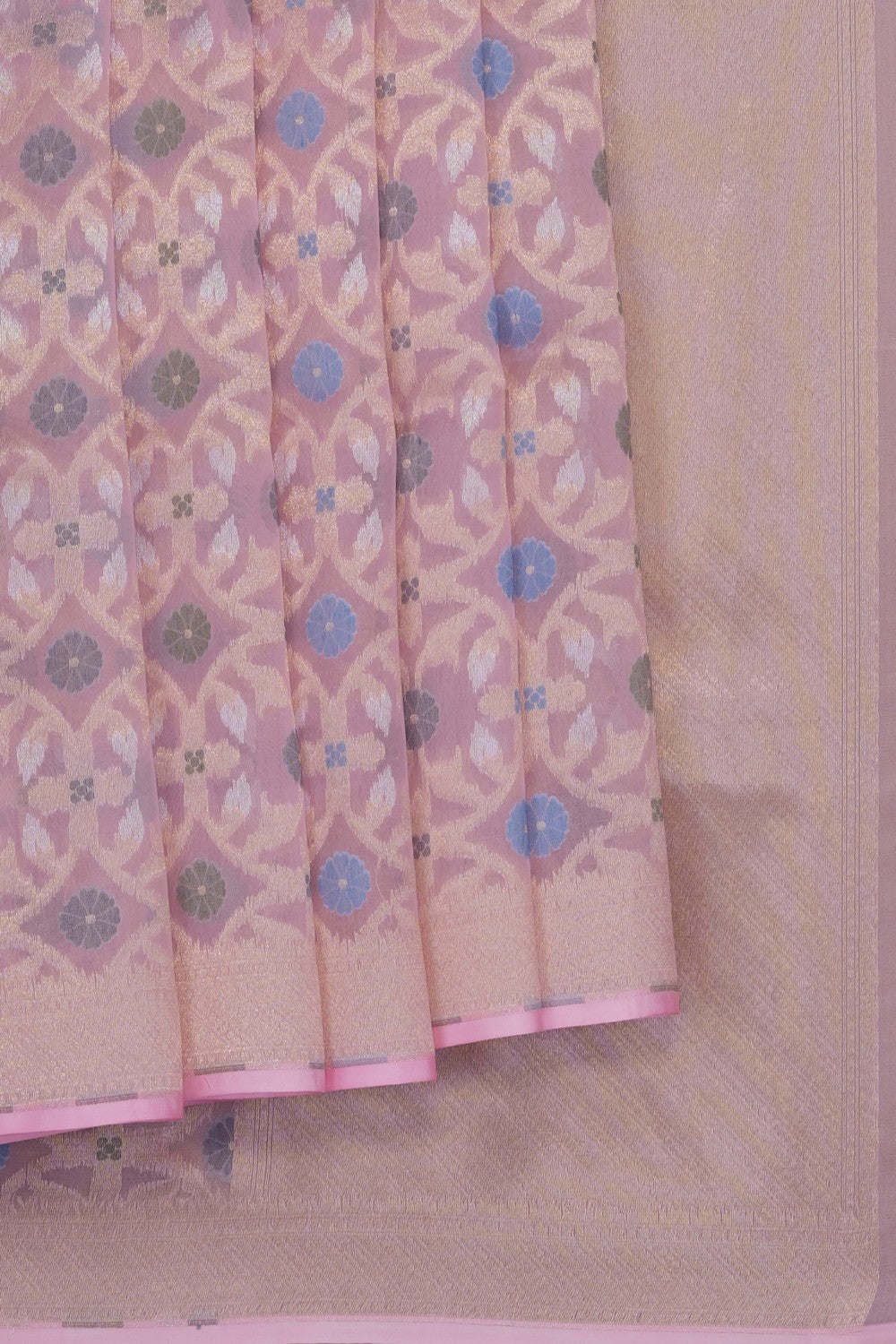 Image of Pastel Pink Kora Brocade Saree