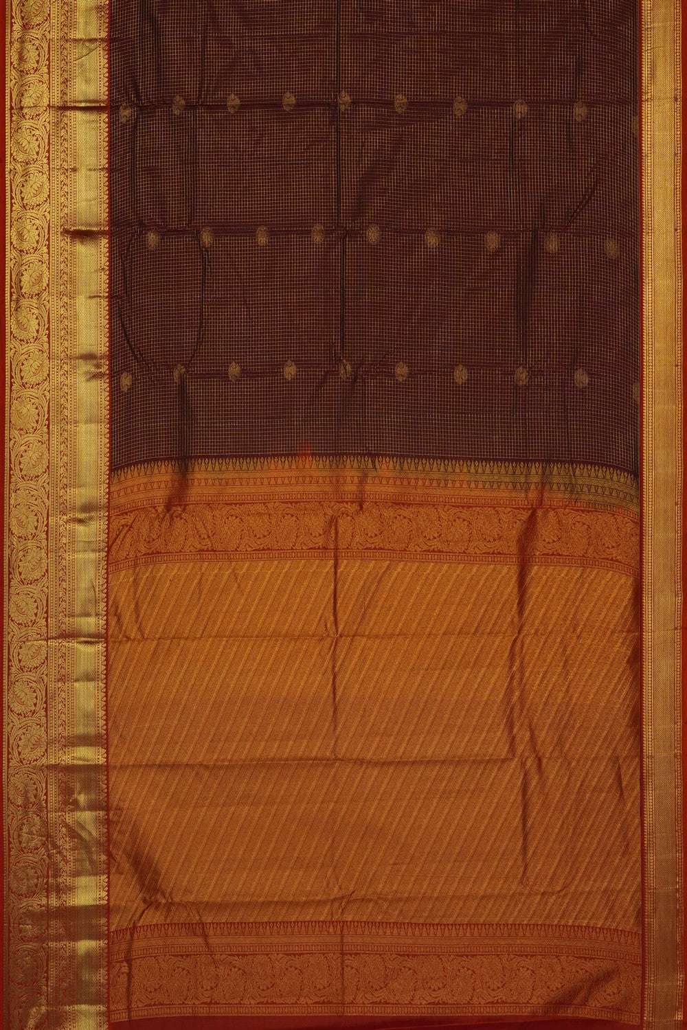 Image of Brown South Silk Kattam Saree