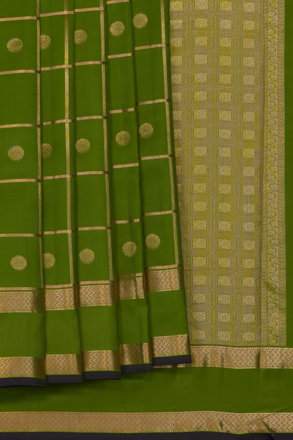 Image of Green South Silk Kattam Saree