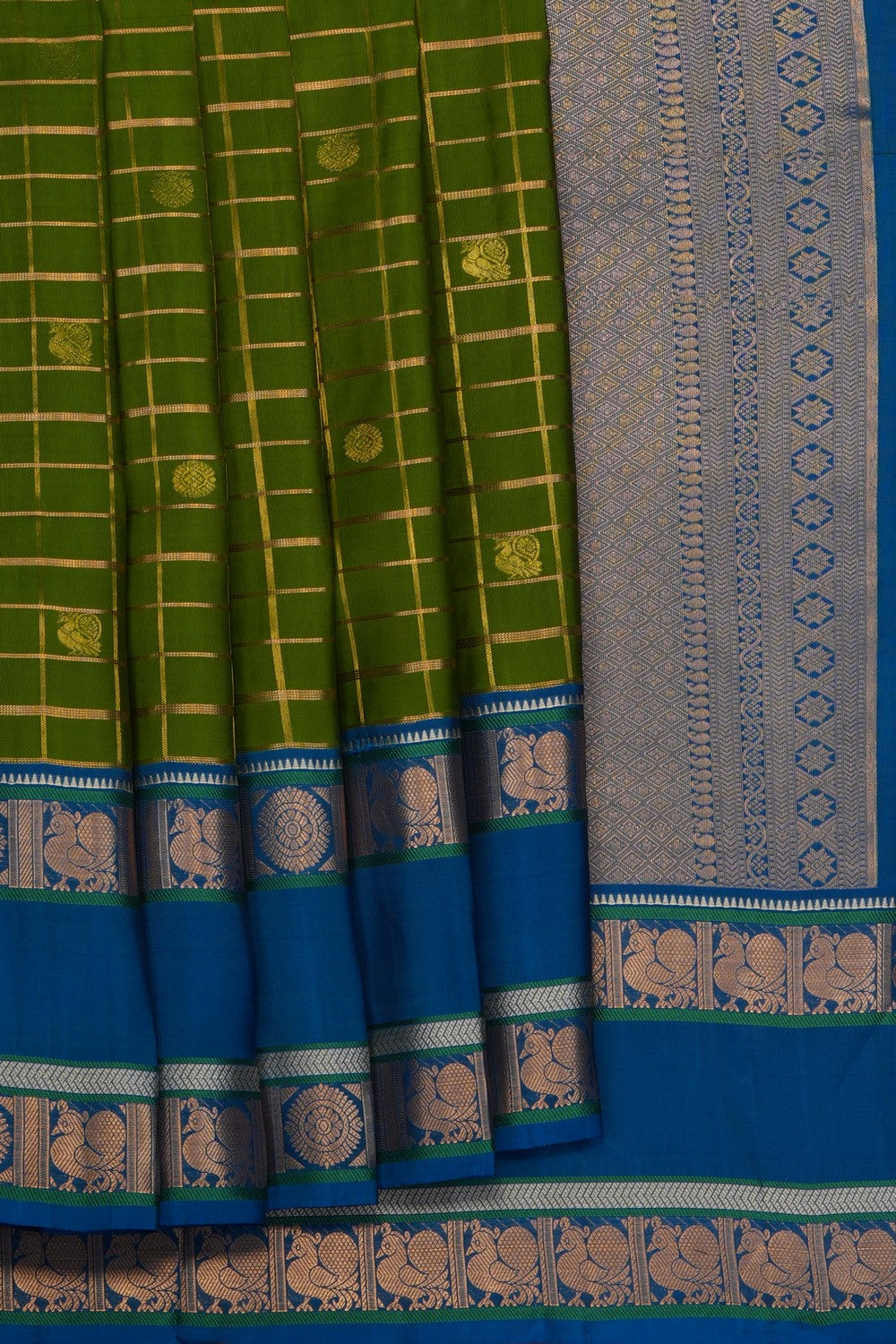 Image of Green South Silk Kattam Saree