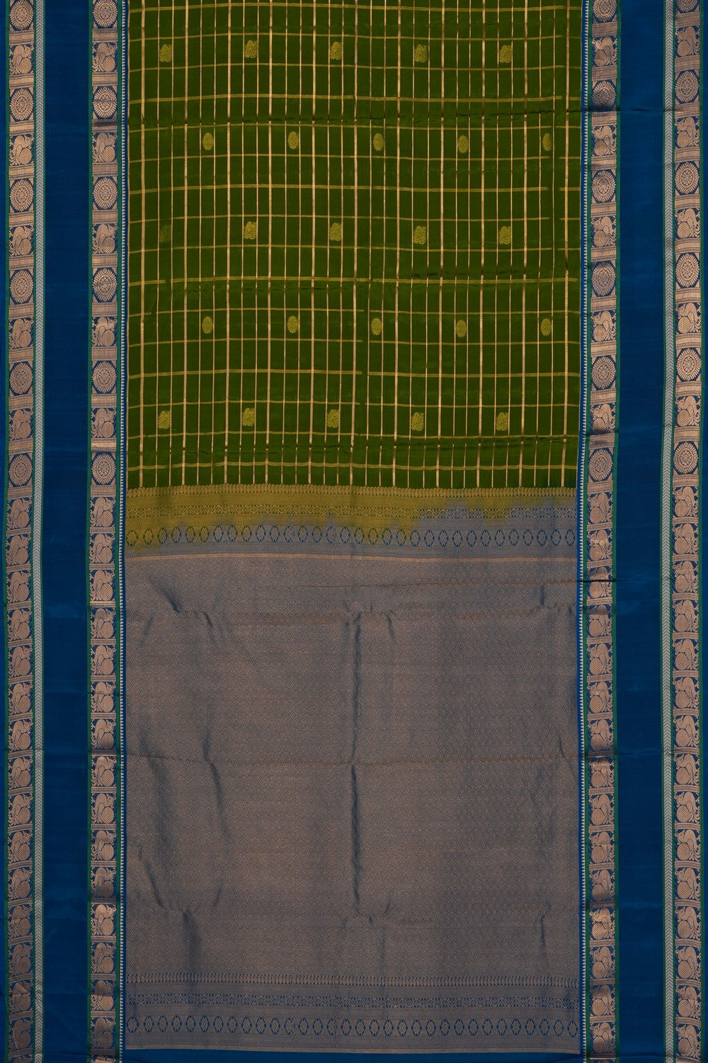 Image of Green South Silk Kattam Saree