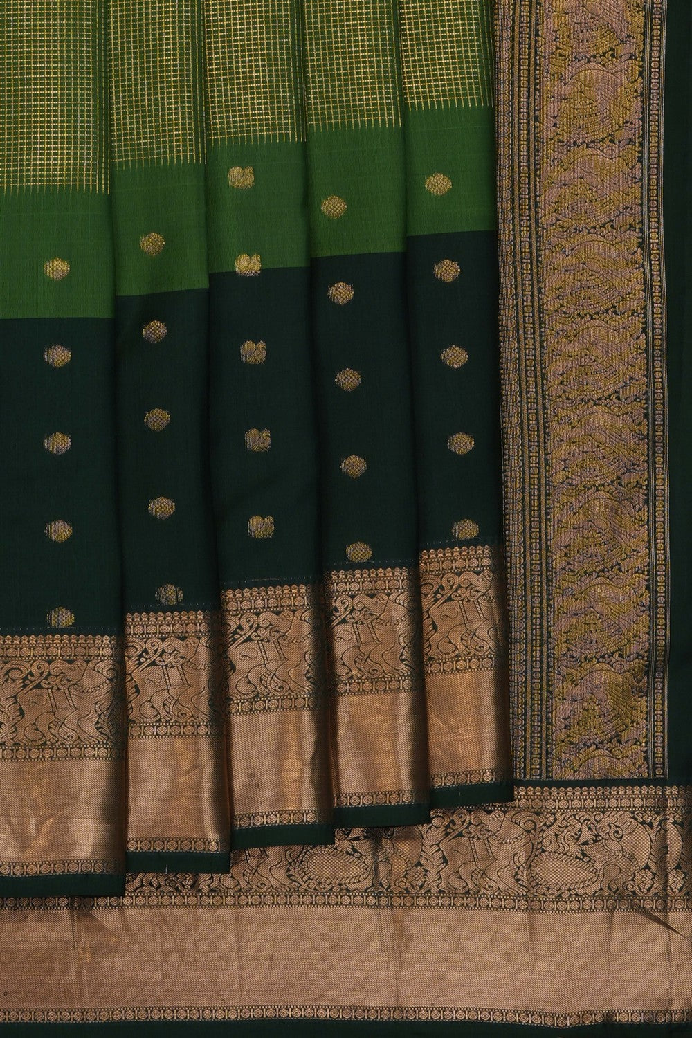 Image of Green South Silk Kattam Saree