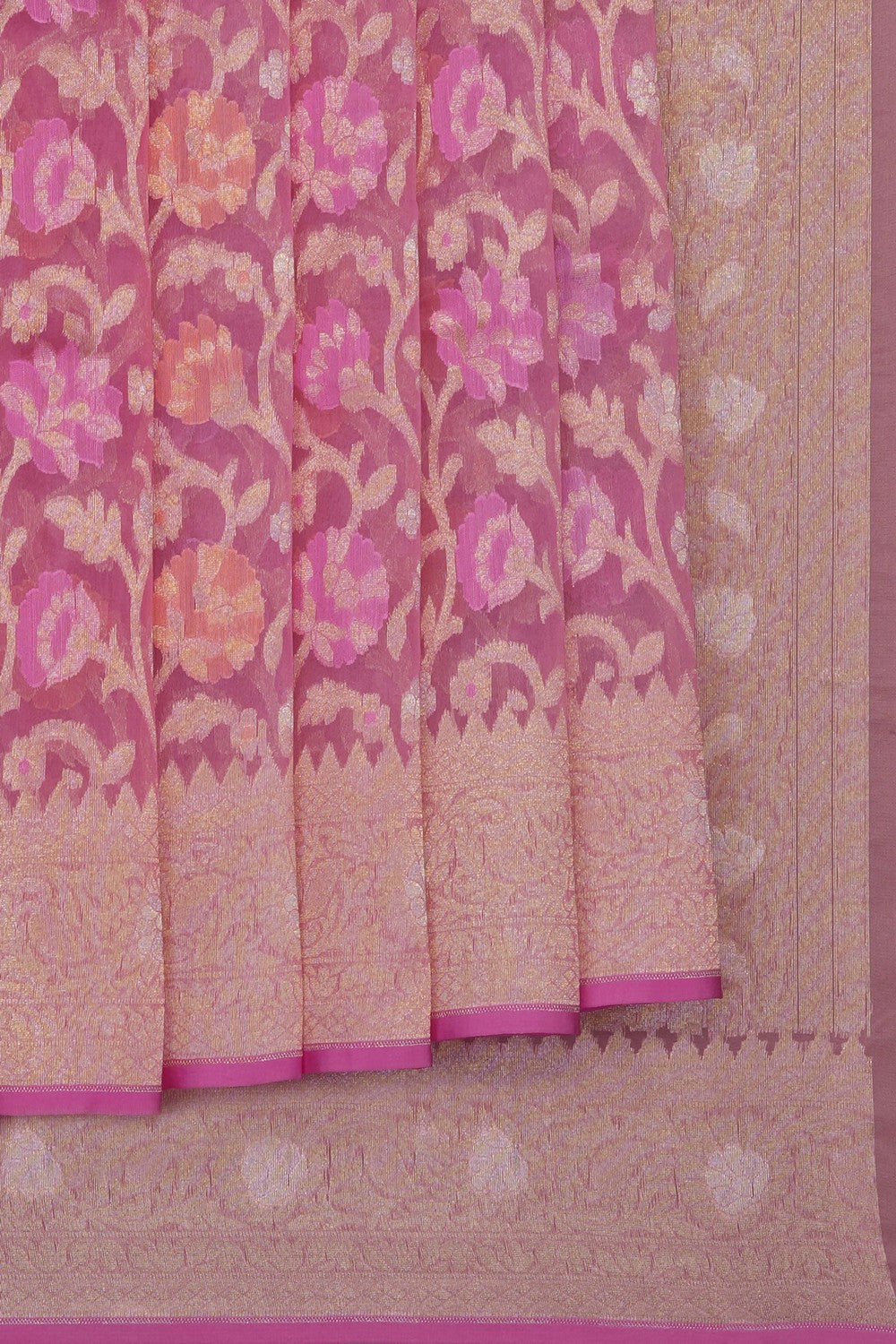 Image of Pink Kora Brocade Saree