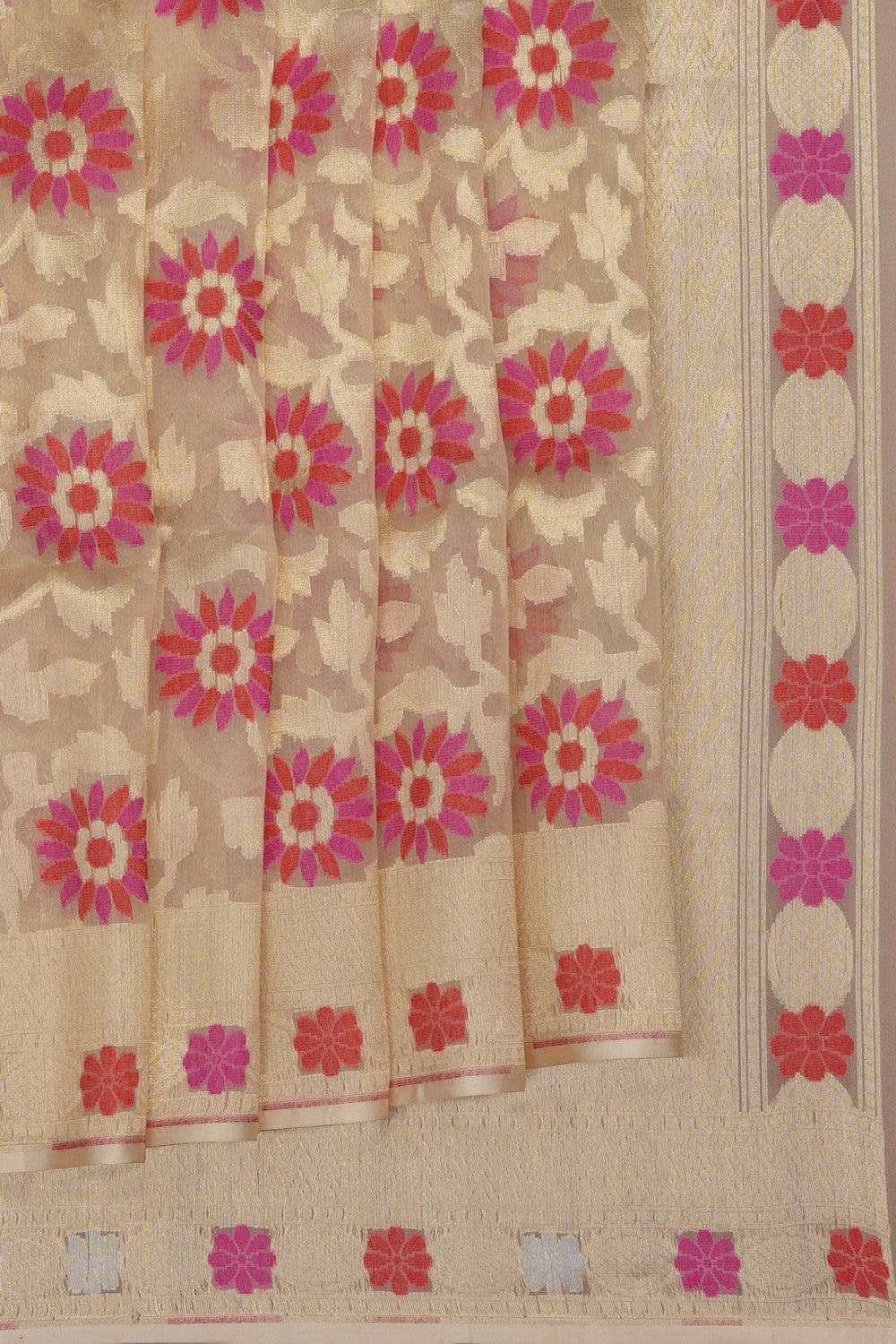 Image of Off-White Kora Brocade Saree
