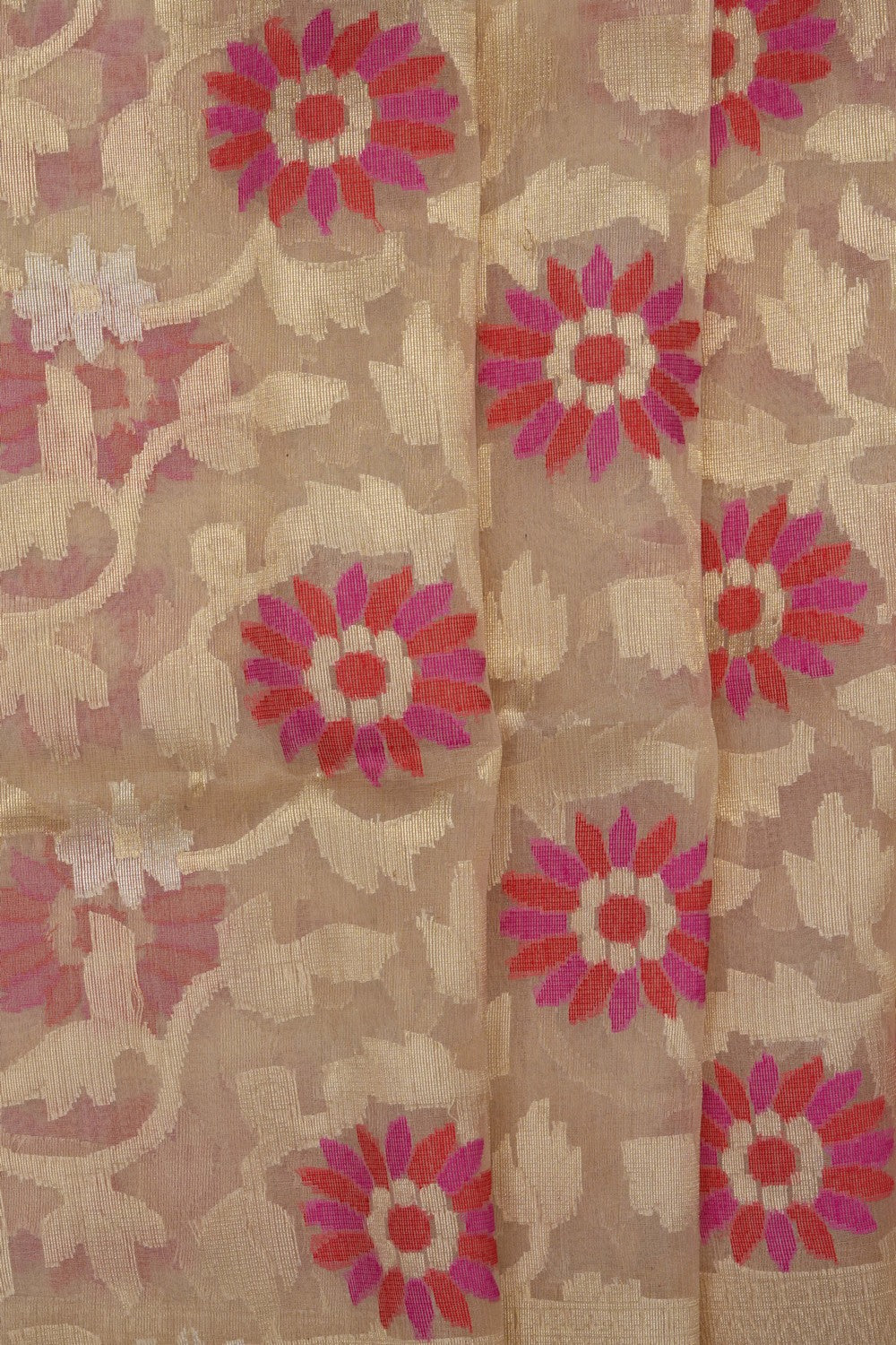 Image of Off-White Kora Brocade Saree