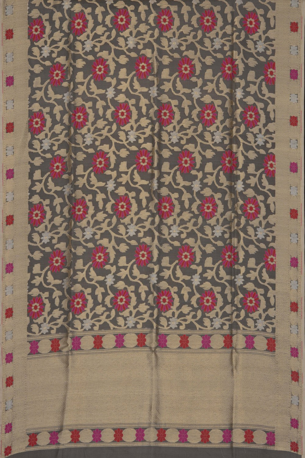 Image of Off-White Kora Brocade Saree