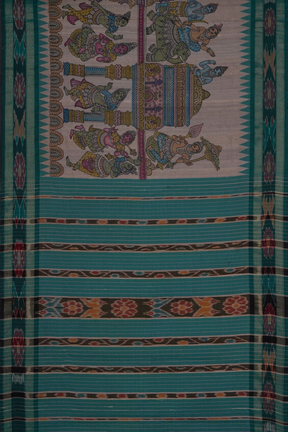 Image of Beige Kalamkari Tussar Silk Saree