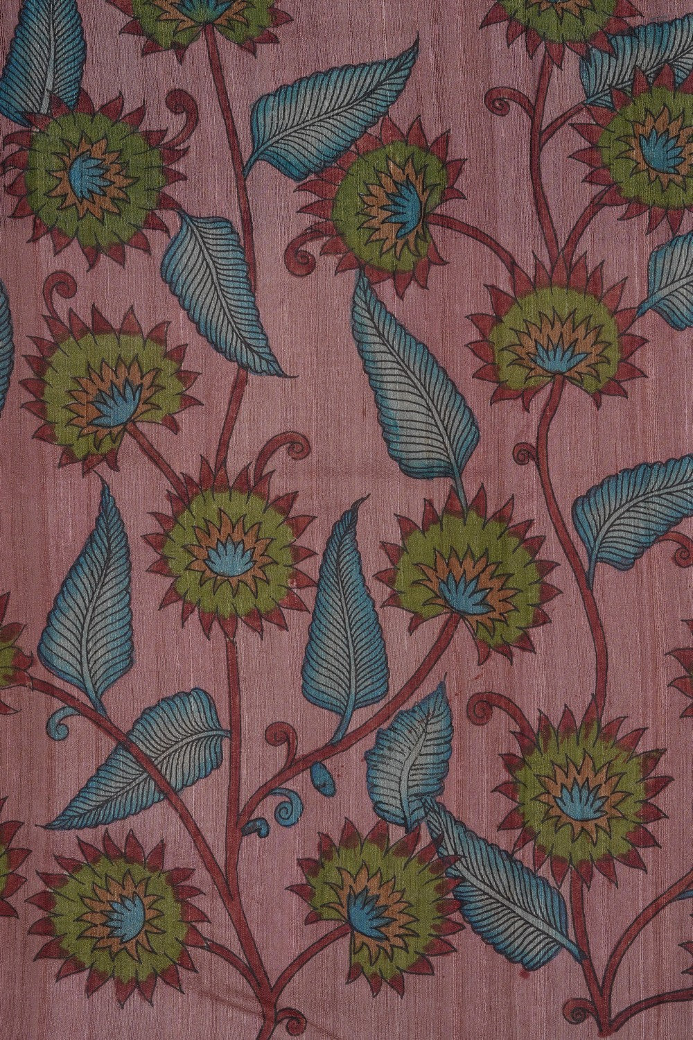 Image of Pink Kalamkari Tussar Silk Saree
