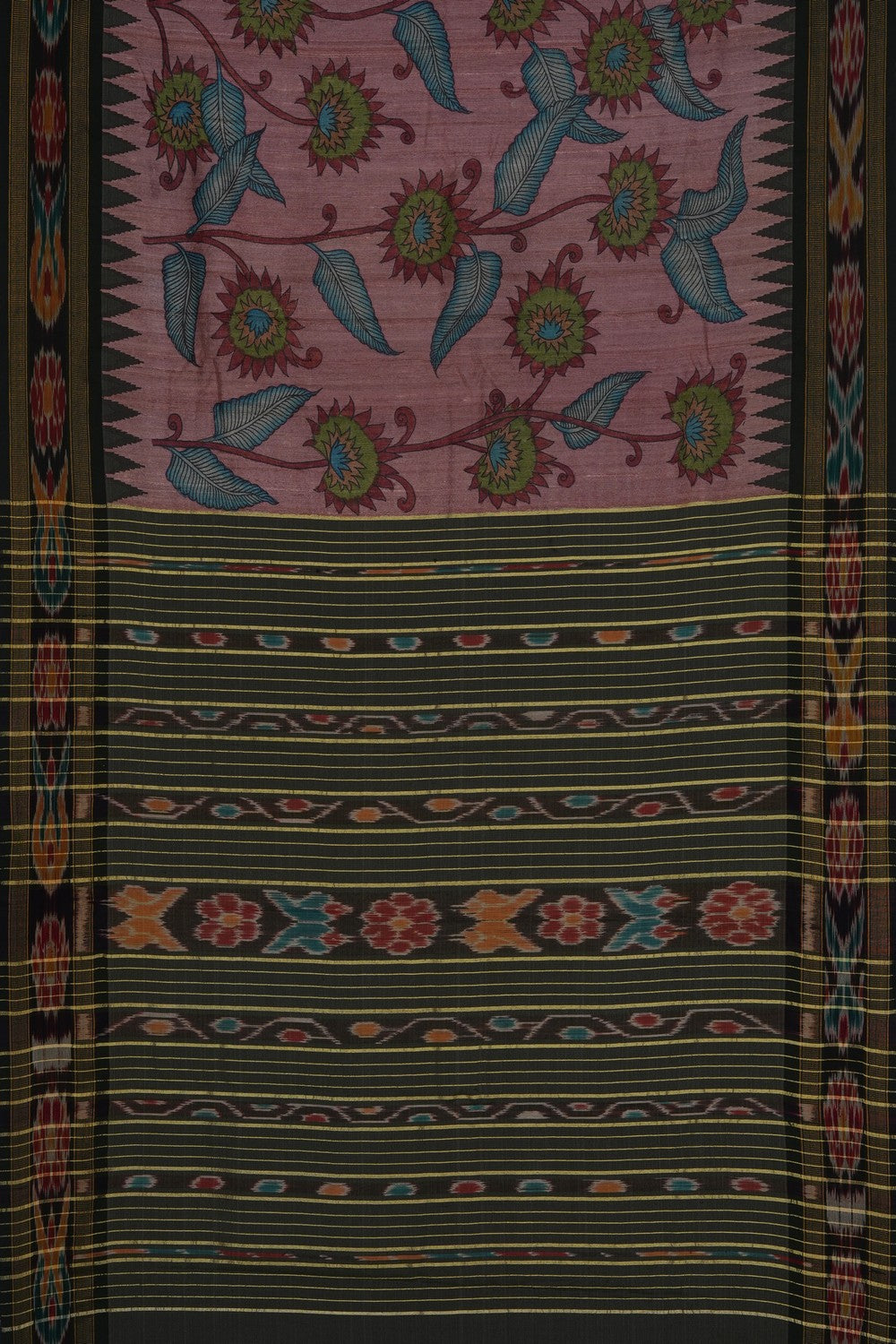 Image of Pink Kalamkari Tussar Silk Saree